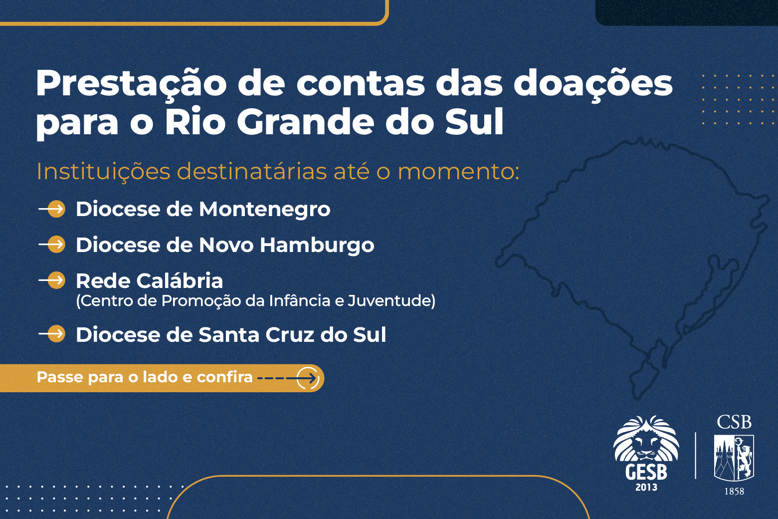 Prestação de contas das doações para o Rio Grande do Sul